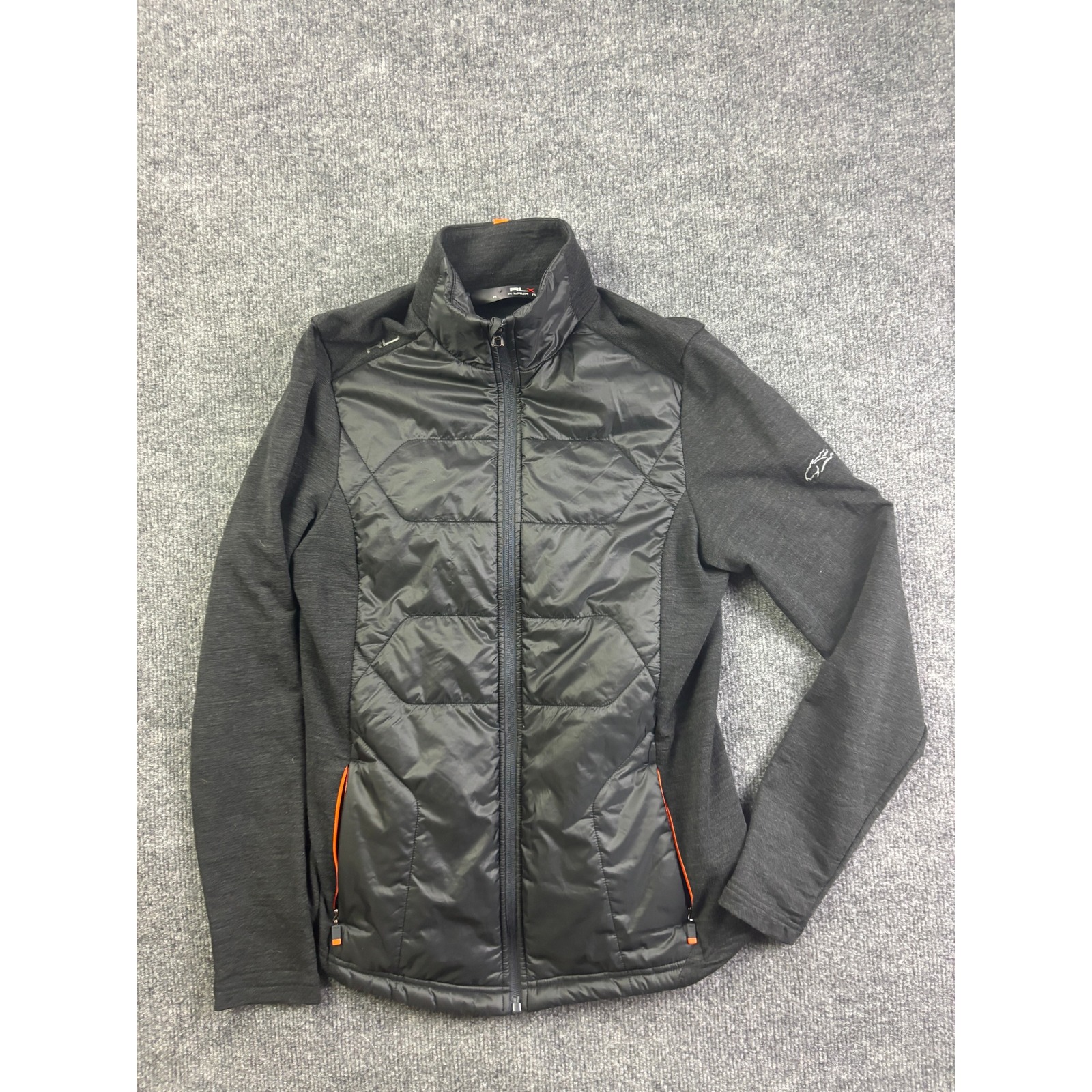 Rlx Ralph Lauren Hybrid Quilted Jacket Womens Small Gray Wool Blend Full Zip